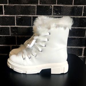 Furry White Boots
